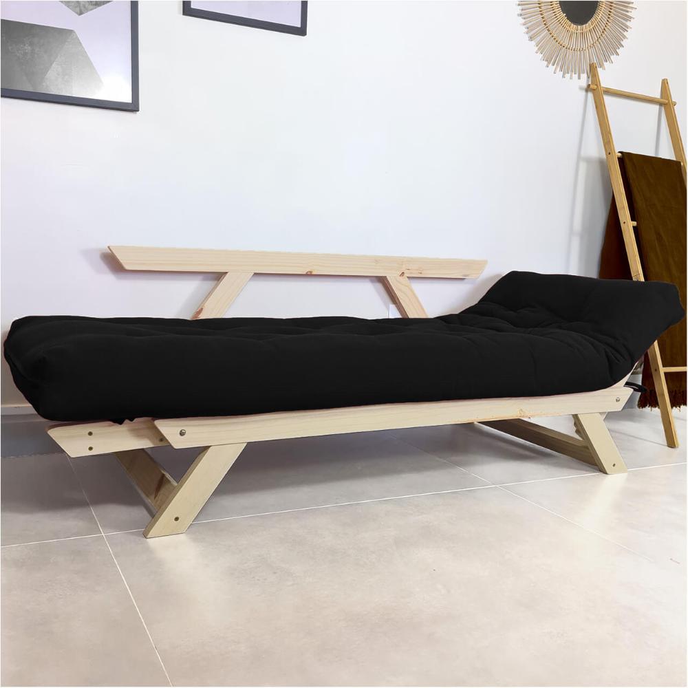 Sofá Japão Futon Acquablock Preto Em Madeira Maciça