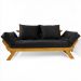 Sofá Japão Futon Acquablock Preto Madeira Cor Mel