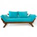 Sofá Japão Futon Azul Turquesa Madeira Maciça Imbuia