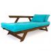 Sofá Japão Futon Azul Turquesa Madeira Maciça Imbuia