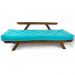 Sofá Japão Futon Azul Turquesa Madeira Maciça Imbuia