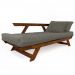 Sofá Japão Futon Cinza Em Madeira Maciça Cor Imbuia