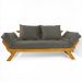 Sofá Japão Futon Cinza Em Madeira Maciça Cor Mel