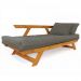 Sofá Japão Futon Cinza Em Madeira Maciça Cor Mel