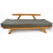 Sofá Japão Futon Cinza Em Madeira Maciça Cor Mel