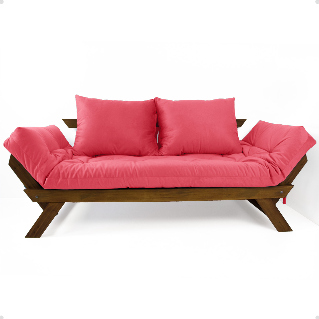 Sofá Japão Futon Goiaba Em Madeira Maciça Cor Imbuia