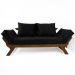 Sofá Japão Futon Preto Madeira Maciça Cor Imbuia