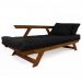 Sofá Japão Futon Preto Madeira Maciça Cor Imbuia