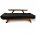 Sofá Japão Futon Preto Madeira Maciça Cor Imbuia