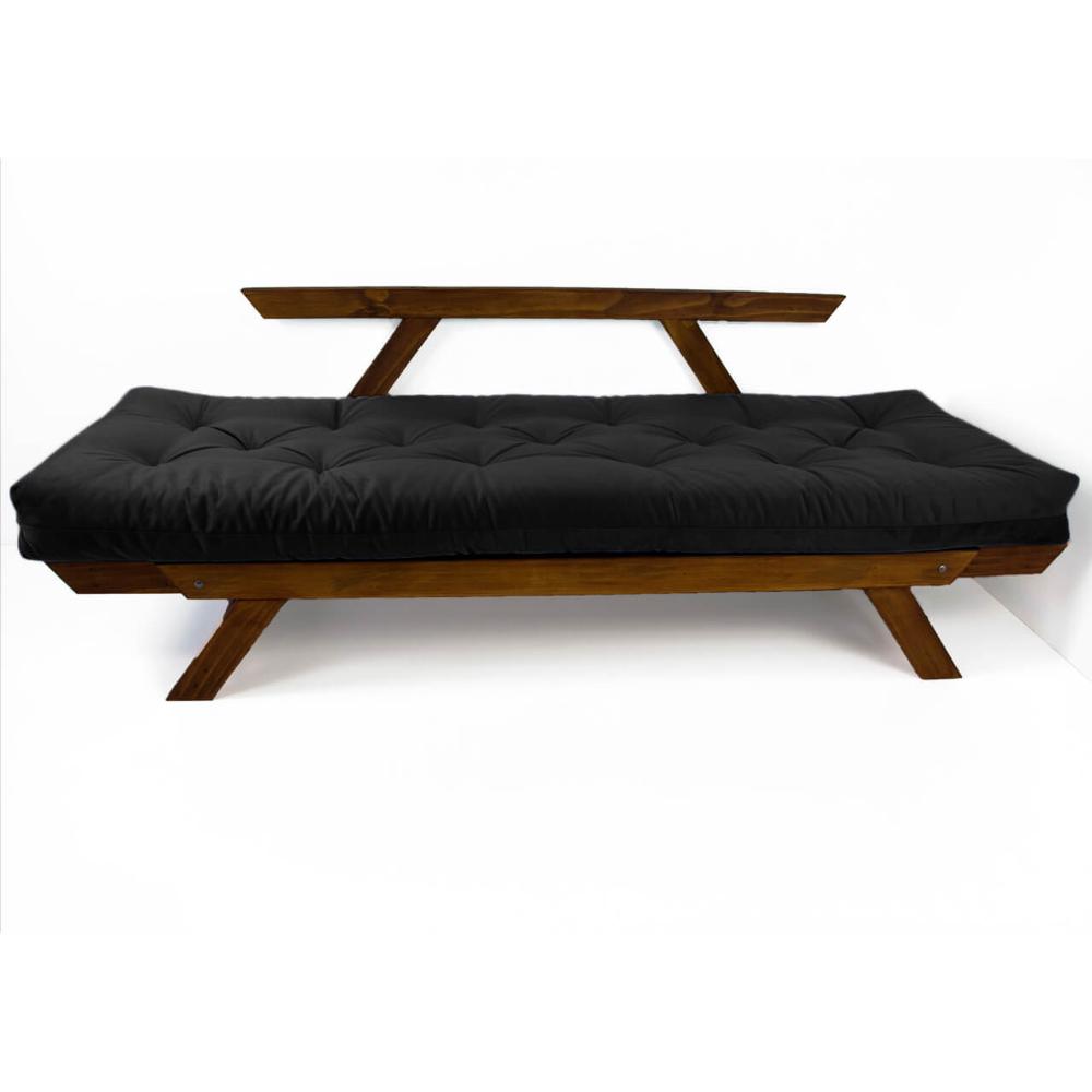Sofá Japão Futon Preto Madeira Maciça Imbuia