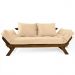 Sofá Japão Futon Sarja Impermeável Bege  Madeira Imbuia