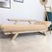 Sofá Japão Futon Sarja Impermeável Bege Em Madeira Maciça