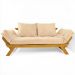 Sofá Japão Futon Sarja Impermeável Bege Madeira Cor Mel
