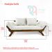 Sofá Japão Futon Sarja Impermeável Bege Madeira Cor Mel