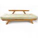 Sofá Japão Futon Sarja Madeira Cor Mel - Bege Claro