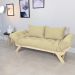 Sofá Japão Futon Sarja Madeira Sem Pintura - Bege Claro