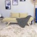 Sofá Japão Futon Sarja Madeira Sem Pintura - Bege Claro