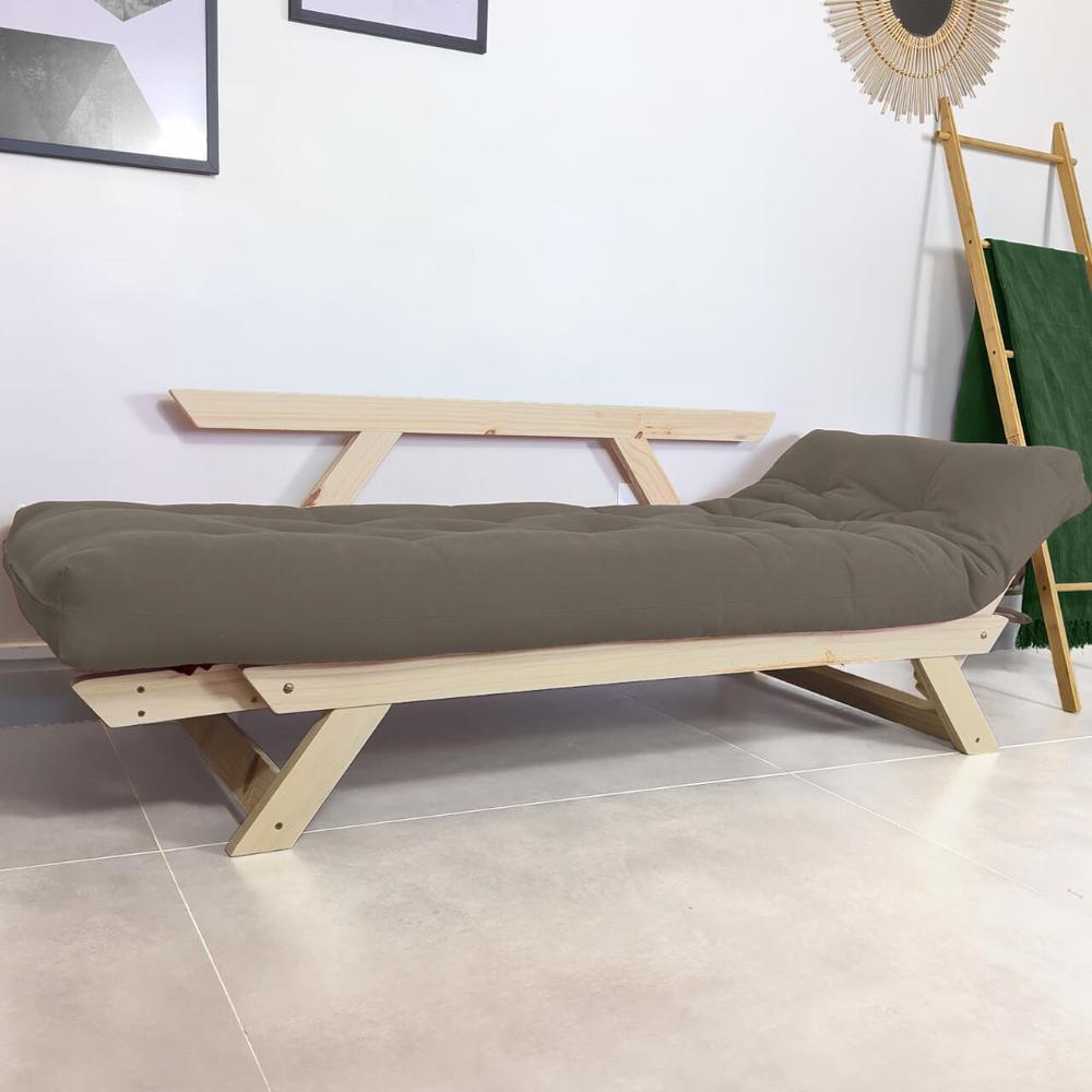 Sofá Japão Futon Sarja Madeira Sem Pintura - Cinza