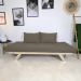 Sofá Japão Futon Sarja Madeira Sem Pintura - Cinza