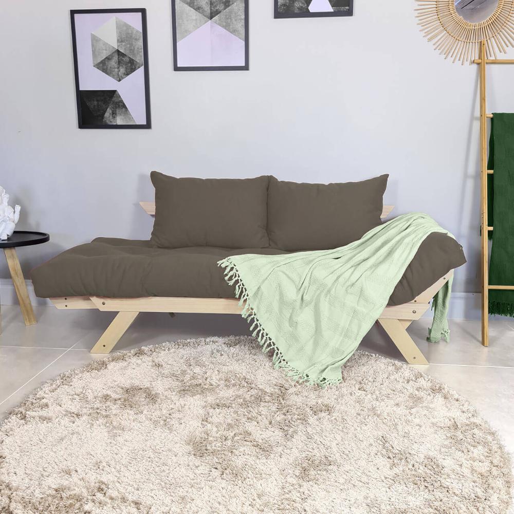 Sofá Japão Futon Sarja Madeira Sem Pintura - Cinza