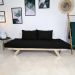 Sofá Japão Futon Sarja Madeira Sem Pintura - Preto