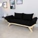 Sofá Japão Futon Sarja Madeira Sem Pintura - Preto