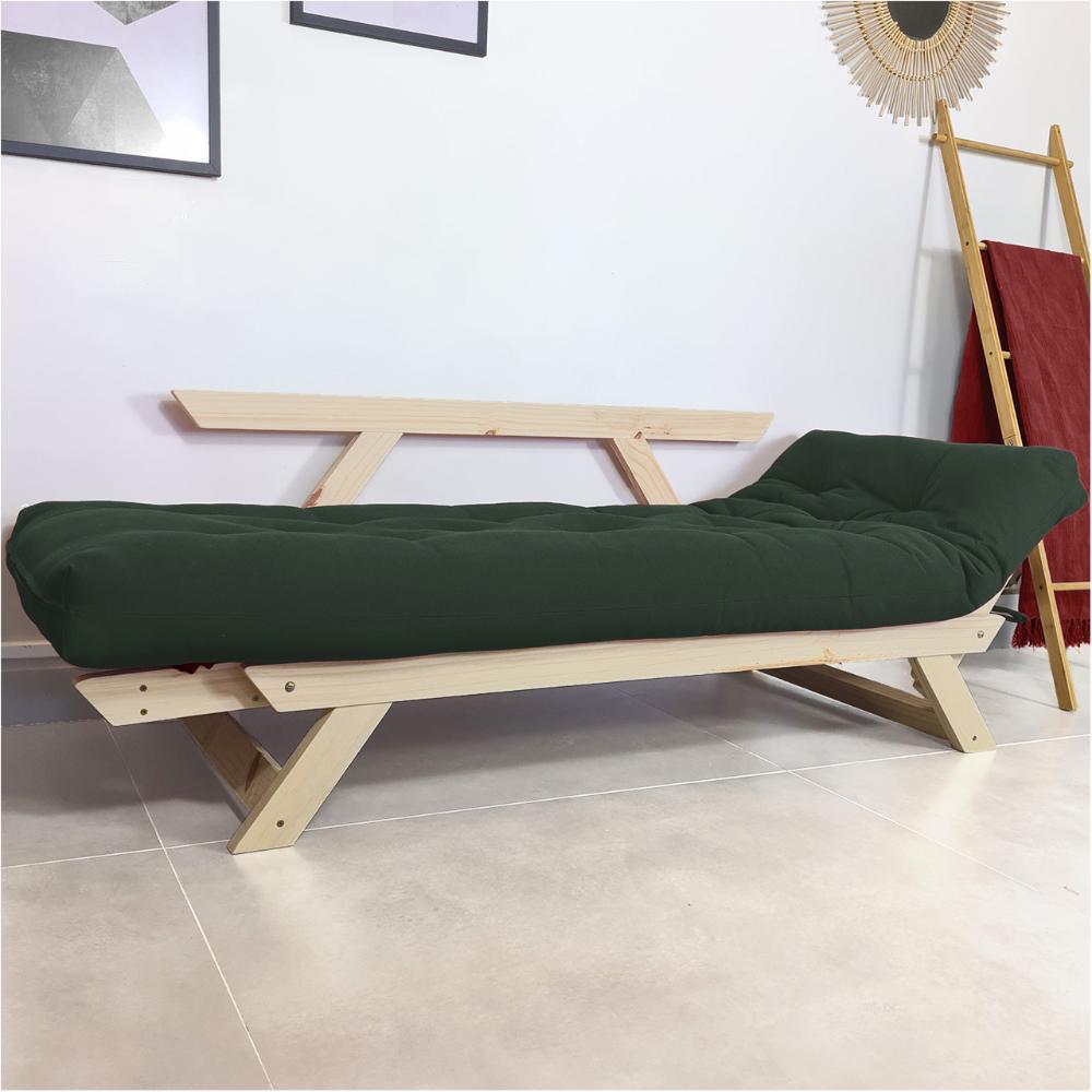 Sofá Japão Futon Verde Militar Em Madeira Maciça