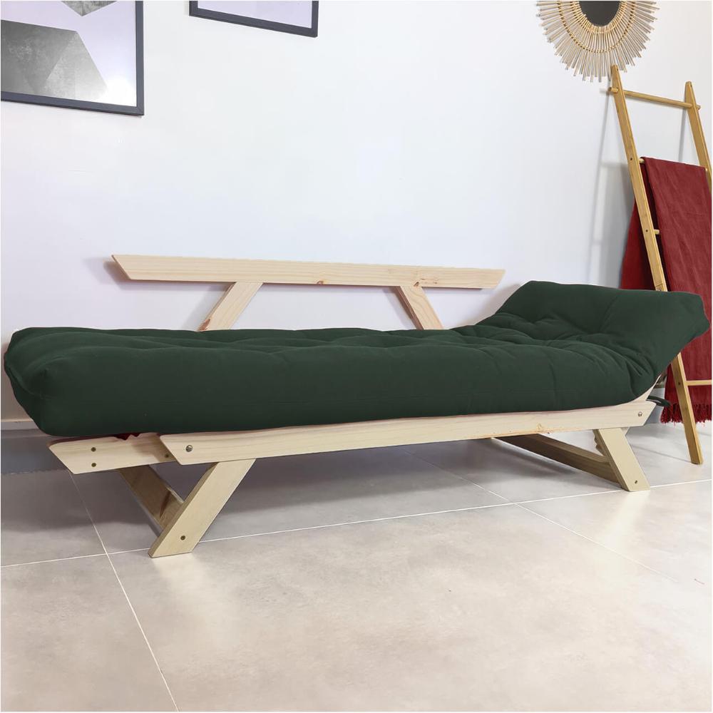 Sofá Japão Futon Verde Militar Em Madeira Maciça