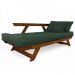 Sofá Japão Futon Verde Militar Em Madeira Maciça Imbuia