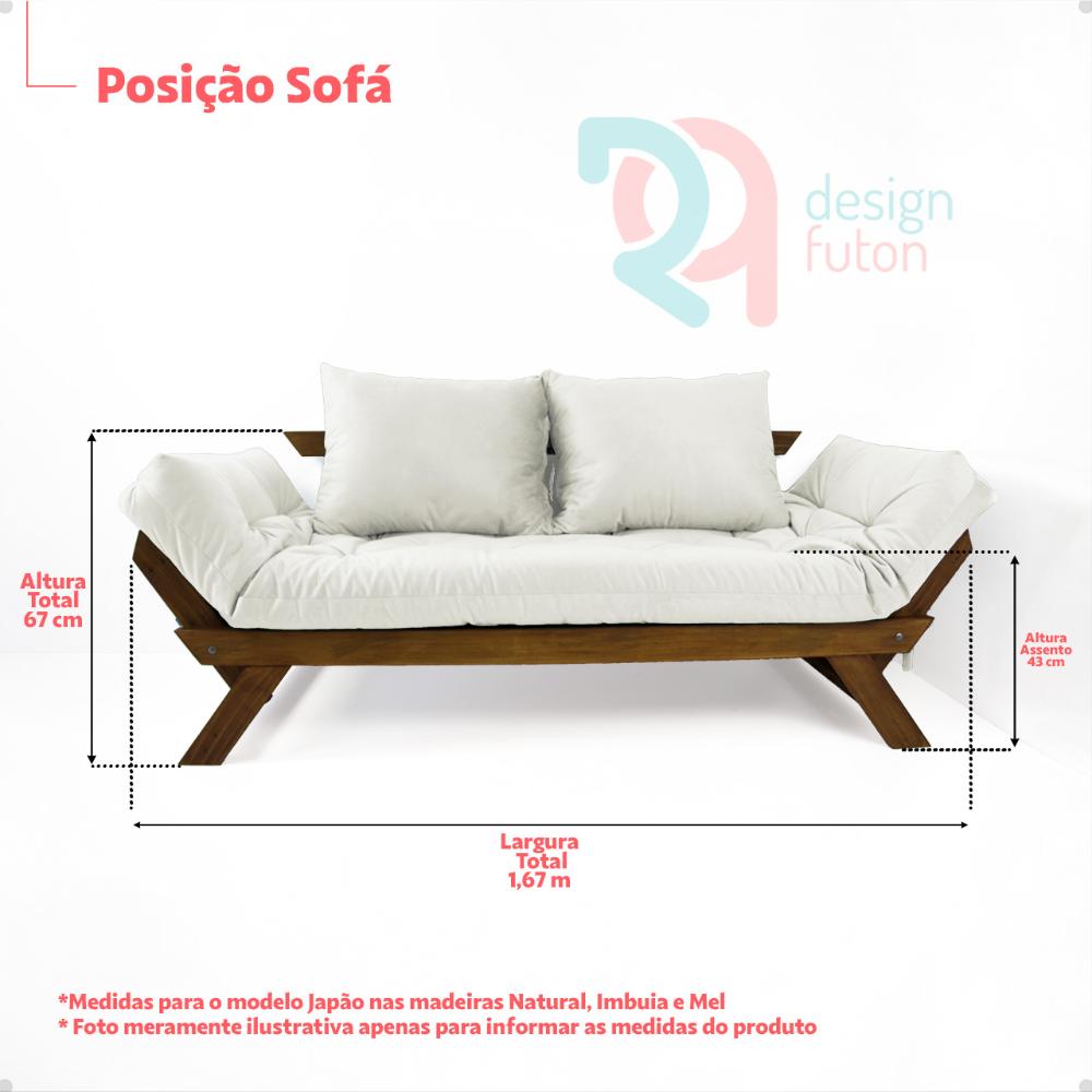 Sofá Japão Futon Verde Militar Em Madeira Maciça Imbuia