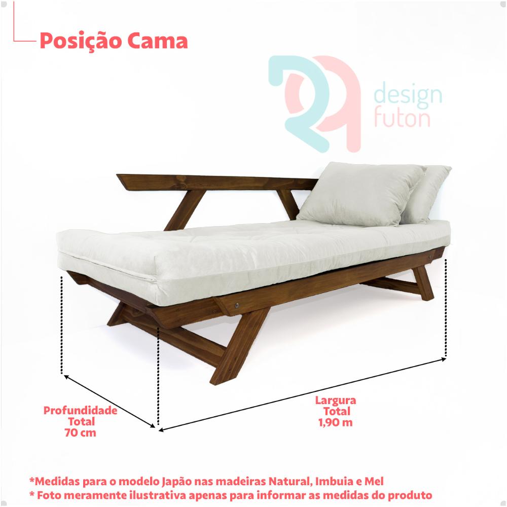 Sofá Japão Futon Verde Militar Em Madeira Maciça Imbuia