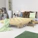 Sofa Cama Casal Futon Oriental Bege Sarja Impermeável Com Madeira Maciça