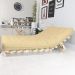 Sofa Cama Casal Futon Oriental Bege Sarja Impermeável Com Madeira Maciça