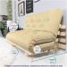 Sofa Cama Casal Futon Oriental Bege Sarja Impermeável Com Madeira Maciça