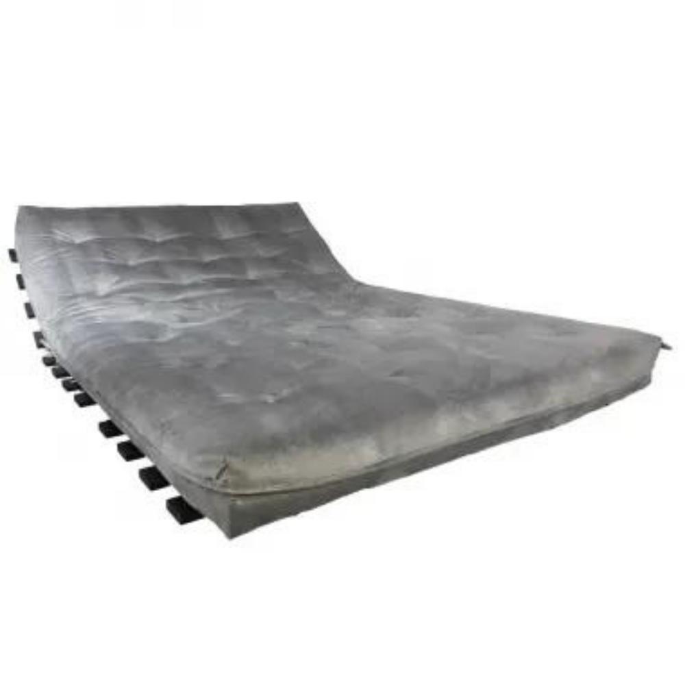 Sofa Cama Casal Futon Oriental Cinza Com Madeira Maciça Nobre
