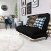 Sofa Cama Casal Futon Oriental Preto Acquablock Com Madeira Maciça