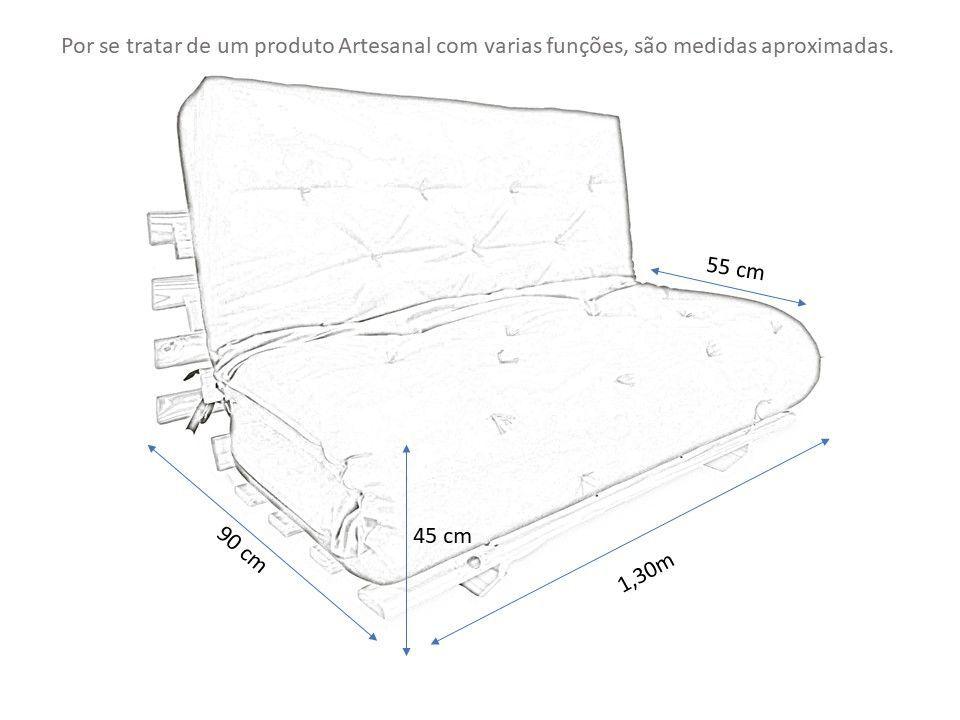 Sofa Cama Casal Futon Oriental Preto Com Madeira Cor Preta