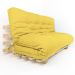Sofa Cama Futon Oriental King Amarelo Acquablock Madeira Maciça Pinus Natural Sem Pintura