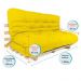 Sofa Cama Futon Oriental King Amarelo Madeira Maciça Pinus Natural Sem Pintura