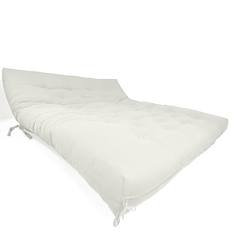 Sofa Cama Futon Oriental King Branco Off Acquablock Madeira Maciça Pinus Natural Sem Pintura
