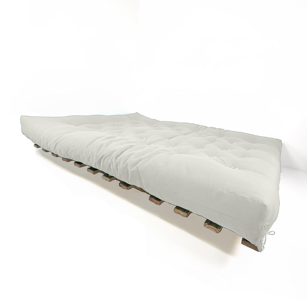 Sofa Cama Futon Oriental King Branco Off Acquablock Madeira Maciça Pinus Natural Sem Pintura