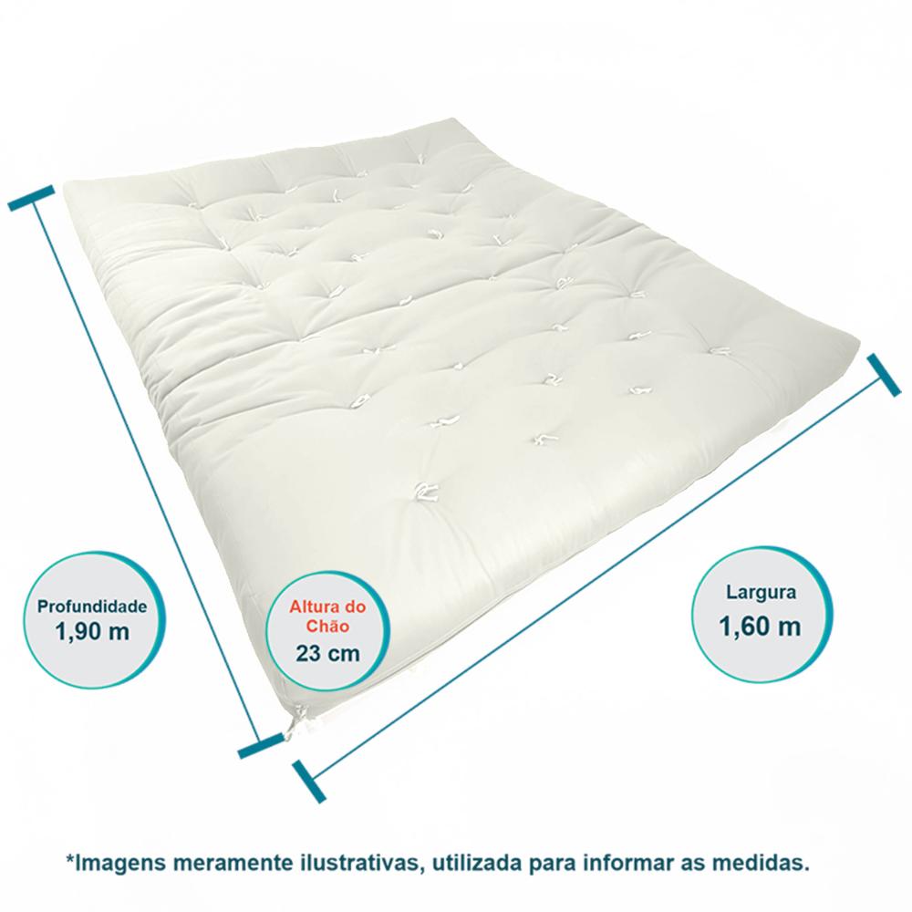 Sofa Cama Futon Oriental King Branco Off Acquablock Madeira Maciça Pinus Natural Sem Pintura
