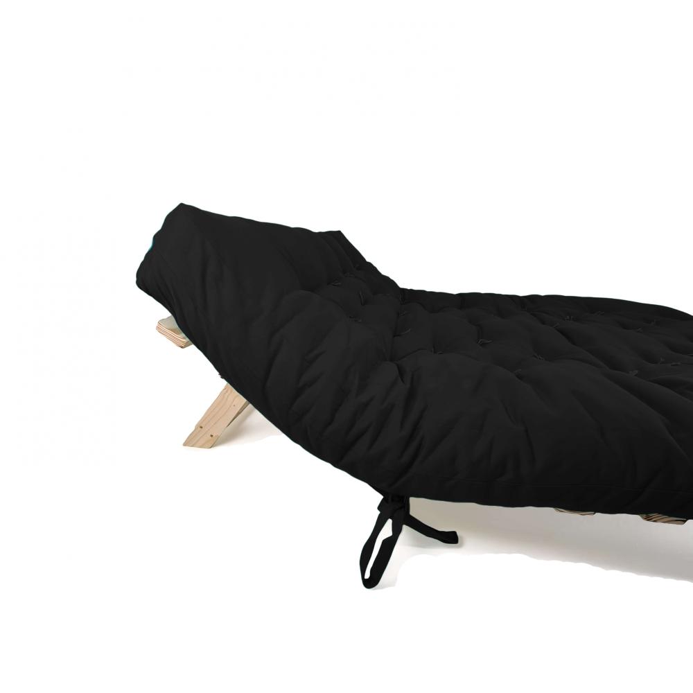 Sofa Cama Futon Oriental King Preto Madeira Maciça Pinus Natural Sem Pintura