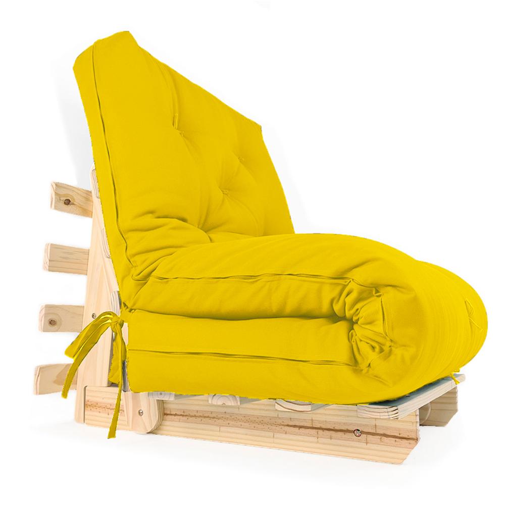 Sofa Cama Solteiro Futon Dobrável Amarelo