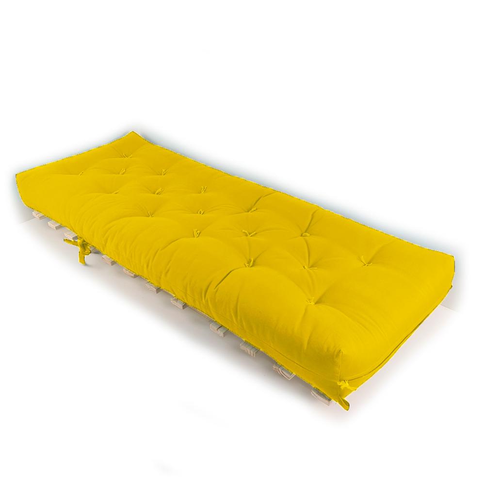Sofa Cama Solteiro Futon Dobrável Amarelo