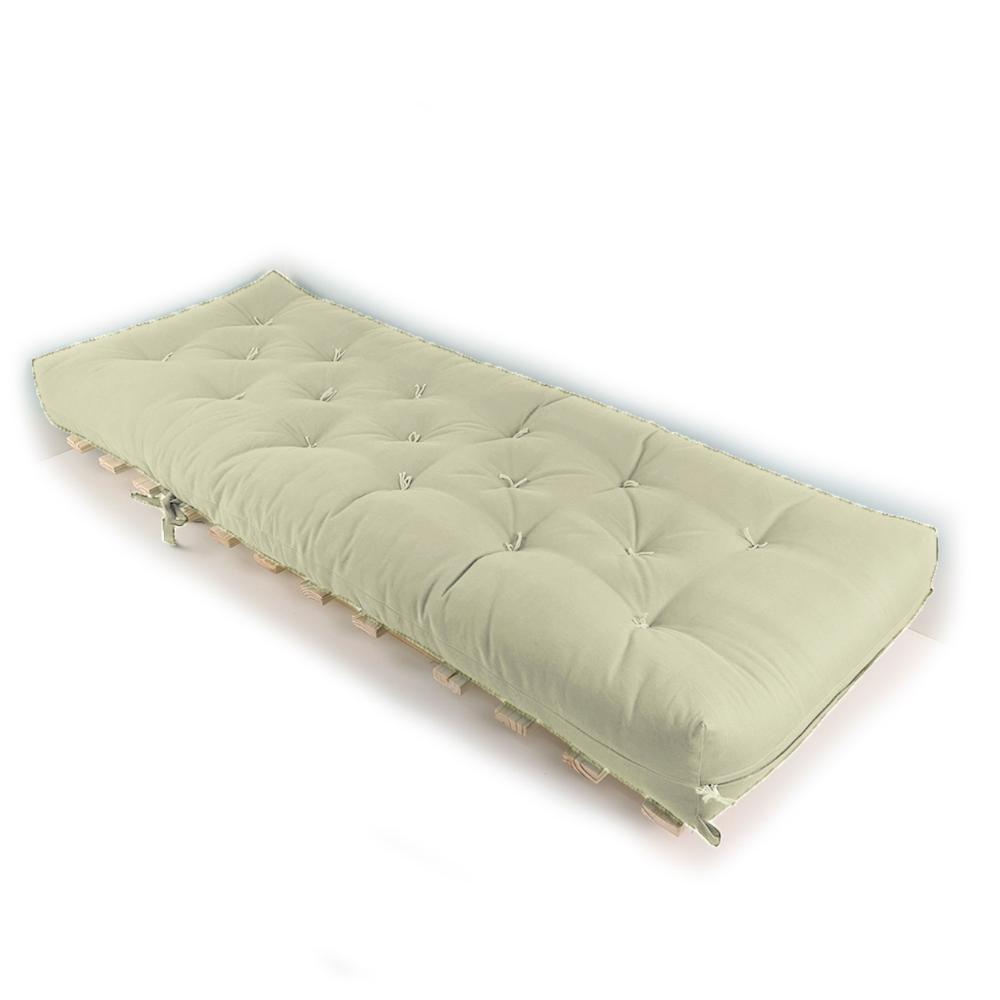 Sofa Cama Solteiro Futon Dobrável Bege