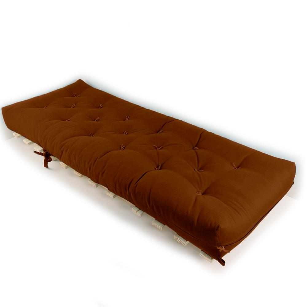 Sofa Cama Solteiro Futon Dobrável Caramelo