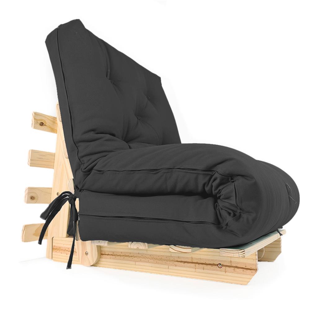 Sofa Cama Solteiro Futon Dobrável Chumbo Sarja Impermeável