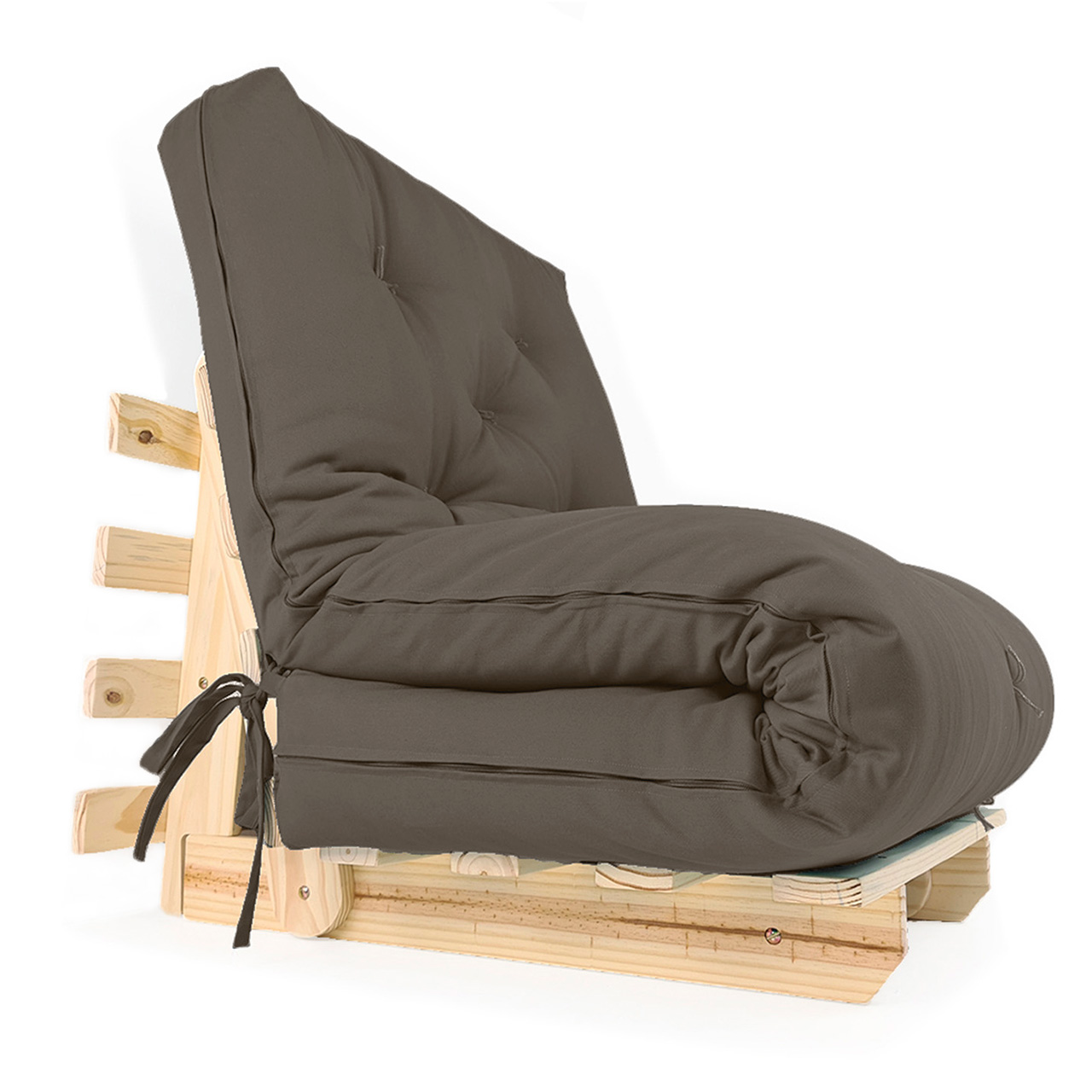 Sofa Cama Solteiro Futon Dobrável Cinza