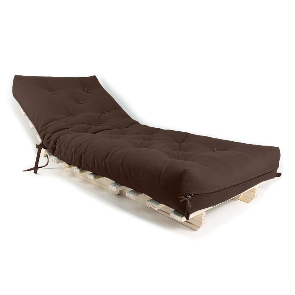 Sofa Cama Solteiro Futon Dobrável Marrom Acquablock